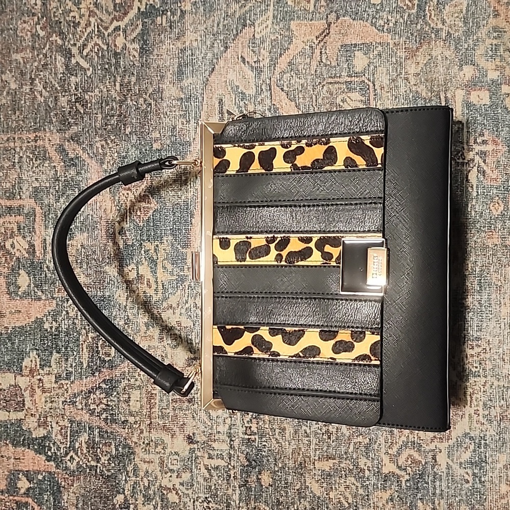 Dune London Black Leopard Bag
